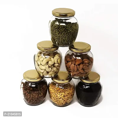 Luximal? Glass Jar with Air Tight Gold Lid for Kitchen Dried Masla Storage Jar,Honey Jar,Jar and Container,Spice Masala Jar 500 ML (pack Of 3)-thumb0