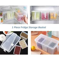 Luximal Plastic Kitchen Organiser Fridge Storage Container Stackable Space Saver for Freezer with Handle and 3 Smallest Bin (Pack of 1) , Transparent-thumb4