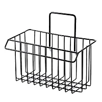 Luximal Sink Caddy Organizer Metal Iron Sponge Holder Rack Drain Rack Basket for Kitchen Brush Soap Dish-Washing Liquid, Towel Rack, Shampoo, Cosmetic Bottle Stand (Black)-thumb2