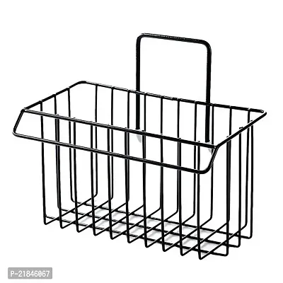 Luximal Sink Caddy Organizer Metal Iron Sponge Holder Rack Drain Rack Basket for Kitchen Brush Soap Dish-Washing Liquid, Towel Rack, Shampoo, Cosmetic Bottle Stand (Black)-thumb3