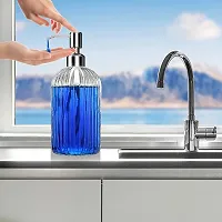 Luximal Pack of 1 Clear Glass Soap Dispenser Set for Bathroom with Plastic Pump, Handwash Liquid Dispenser Bottle for Kitchen, Basin and Sanitizer Dispenser for Hand (19 x 6.7 CM, 400 Ml)-thumb2