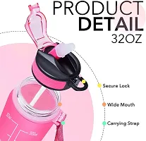 Luximal Motivational Fitness Sports Water Bottle Large Wide Mouth Leakproof Durable BPA Free Non-Toxic Bottle with Time Marker, Water Tracker Sipper Bottle - 1 Litre-thumb2