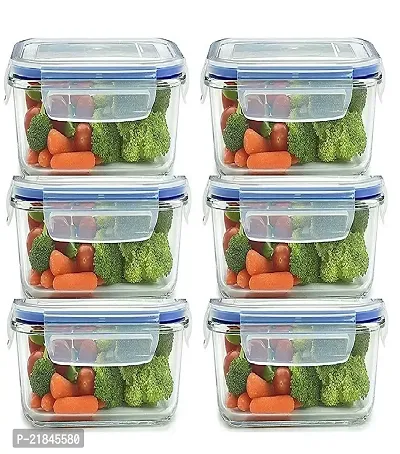 Luximal? Airtight Plastic Microwave Safe Square Storage Box Container Set For Fridge, Food, Rice, Pasta, Pulses, Fruits, Vegetables, Cereal Dispenser for Kitchen (set of 6, 400 ML)