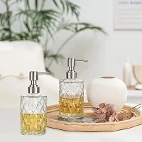 Luximal Glass Soap Dispenser Set for Bathroom, Handwash Liquid Dispensers Bottle, Liquid Hand Soap Dispenser with Rust Proof Plastic Pump, Lotion Dispenser, Wash Basin Glass Bottle For Bathroom Accessories ( 19 x 6.7 x 6.7 cm, 400 ml)-thumb2