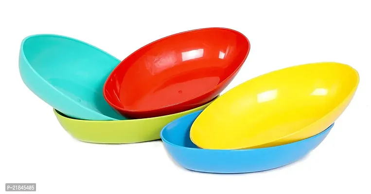 Luximal Plastic Set of 4 Unbreakable Unique Shaped Colorful Microwave Safe Cooking Mixing and Serving Bowls Set for Dessert/Cake/Food/Snacks/Dry Fruits Freezer Safe for Kitchen