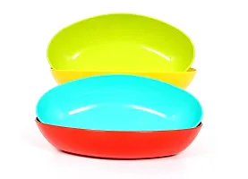 Luximal Set of 4 Unbreakable Colorful Microwave Safe Cooking and Serving Plastic Bowls Set for Kitchen Food, Cake, Desert, Snacks, Dry Fruits, Snacks, Salad and Dining Table-thumb2