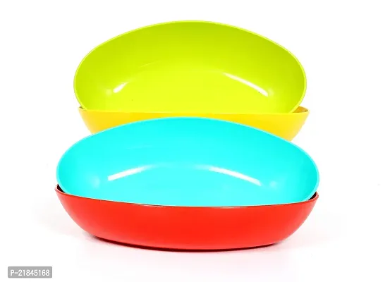 Luximal Set of 4 Unbreakable Colorful Microwave Safe Cooking and Serving Plastic Bowls Set for Kitchen Food, Cake, Desert, Snacks, Dry Fruits, Snacks, Salad and Dining Table-thumb3