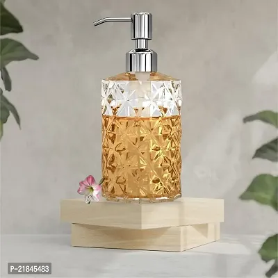 Luximal Glass Soap Dispenser Set for Bathroom, Handwash Liquid Dispensers Bottle, Liquid Hand Soap Dispenser with Rust Proof Plastic Pump, Lotion Dispenser, Wash Basin Glass Bottle For Bathroom Accessories ( 19 x 6.7 x 6.7 cm, 400 ml)