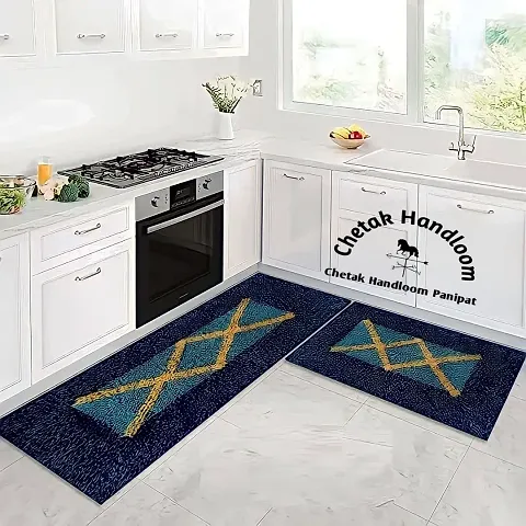 HOMLEX | 2 Kitchen Mat, Floor Mat, Set Large Heavy Quality Size 42cm?120cm, 40cm?60cm, Cotton ( Dari Kitchen Set) Stylish Design Mat