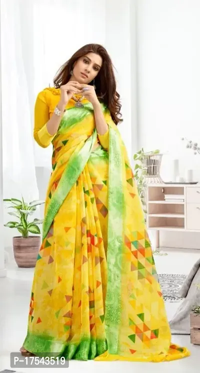 Beautiful Multicoloured Chiffon Printed Saree with Blouse Piece For Women-thumb0