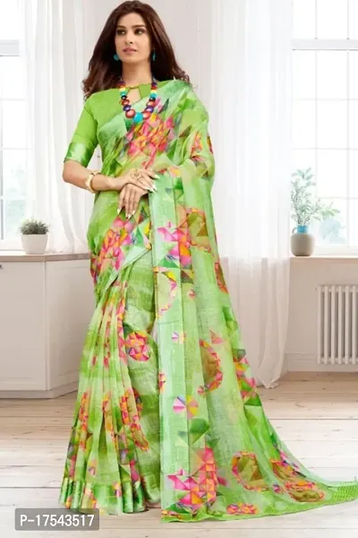 Beautiful Multicoloured Chiffon Printed Saree with Blouse Piece For Women-thumb0