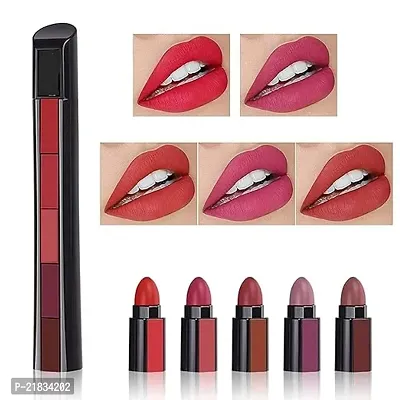 5 in 1 Lipstick 7.5gm - Five Shades in One -long Lasting, Matte Finish - Non Drying Formula With Intense Color Payoff - Compact  Easy to Use
