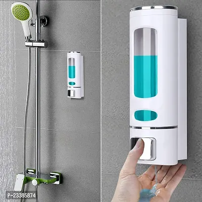 White Hand Wash Soap Dispenser for Bathroom Wall Mounted Plastic ABS - Pack of 1-thumb0