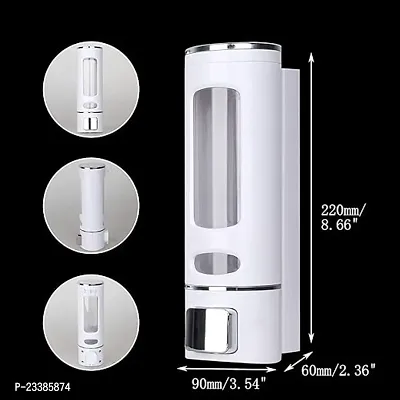 White Hand Wash Soap Dispenser for Bathroom Wall Mounted Plastic ABS - Pack of 1-thumb4