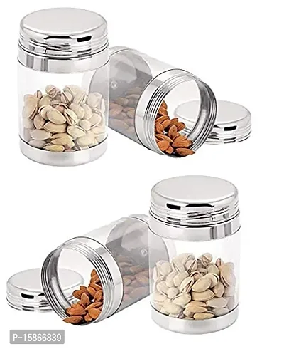 Stainless Steel And Food Grade Polycarbonate See Through Clear Container/Canister/Storage Jar 800Ml -Set Of 4