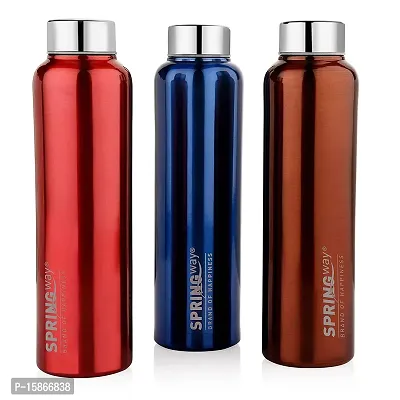 Stylish Stainless Steel Water Bottle - 850 Ml Set Of 3