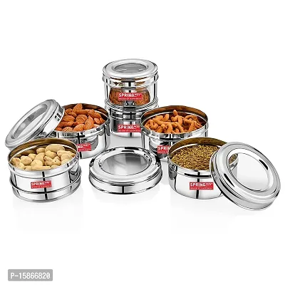 Modish Stainless Steel See Through Lid Storage Dabba/Containers Set Of 6