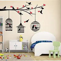 Loveing Hearts Tree Birds With Cages Multicolour Wall Sticker-thumb1