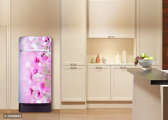 ADVAIT Design Vinyl Beautiful Pink Flower Adhesive Vinyl Sticker Fridge wrap Decorative Sticker (120 CmX60Cm )-thumb2