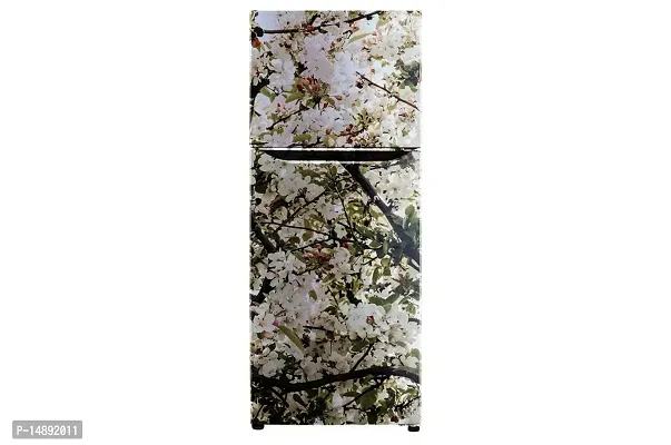Advait Designs - White Flower Leaves Decorative Wallpaper Poster Adhesive Vinyl Fridge wrap Decorative Sticker (PVC Vinyl Covering Area 60cm X 160cm ) FD157