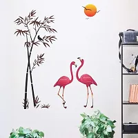 Flamingo Tree Birds With Sunset Multicolour Wall Sticker-thumb2