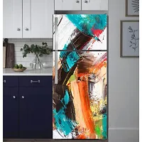 Advait Designs Abstract colourfull Painting Fridge Sticker Fridge wrap Decorative Sticker (PVC Vinyl 60cm X 160cm )-thumb2