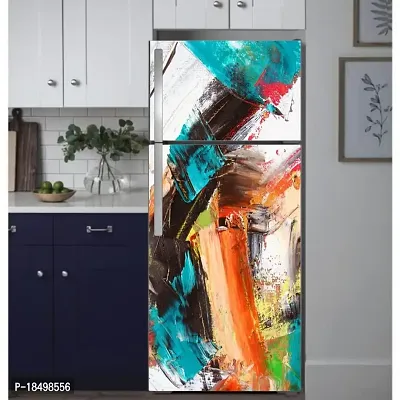 Advait Designs Abstract colourfull Painting Fridge Sticker Fridge wrap Decorative Sticker (PVC Vinyl 60cm X 160cm )-thumb3