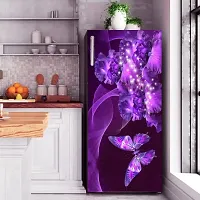 Advait Designs Beautifull Butterfly and Colouful Flowers Fridge Sticker (Multicolor PVC Vinyl 120x60)-AEFS95-thumb1