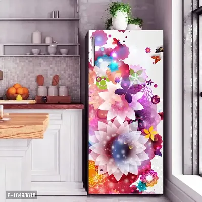 ADVAIT Design Abstract Design Colourfull Flower Fridge Wrap Decorative Sticker (120 CmX60Cm )