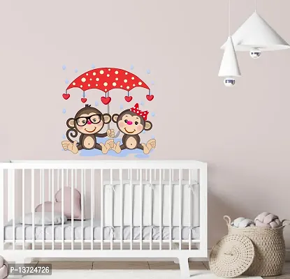 Monkey Couple Cartoon Drawing Wall Sticker   60X60 Cm-thumb3