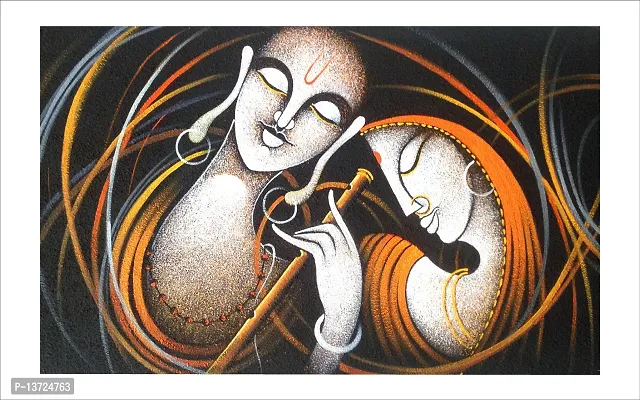 Lovely Radhe Krishna With Fluit Wall Sticker  60X38 Cm-thumb0