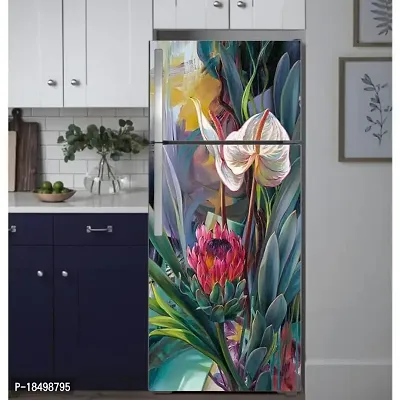 Advait Designs Abstract Design Flower Fridge Sticker Fridge Wrap Decorative Sticker (PVC Vinyl 160x60)-AD_PCFS335-thumb3