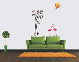 Flamingo Tree Birds With Sunset Multicolour Wall Sticker-thumb3