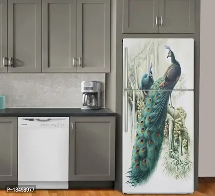 Advait Designs Fridge Sticker Beautiful Peacock Sticker for Fridge wrap Decorative Sticker (PVC Vinyl 60x160)