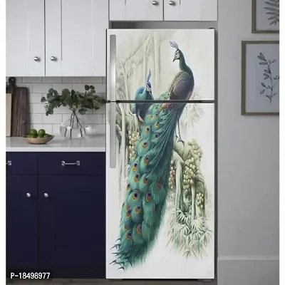 Advait Designs Fridge Sticker Beautiful Peacock Sticker for Fridge wrap Decorative Sticker (PVC Vinyl 60x160)-thumb3