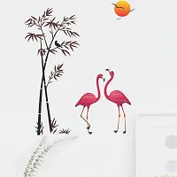 Flamingo Tree Birds With Sunset Multicolour Wall Sticker-thumb1