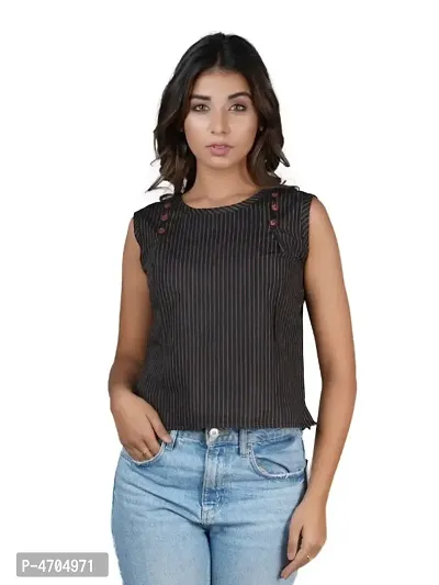 Cotton Tops/Tunics (Crop Top - Striped Pattern - Sleeveless Design)