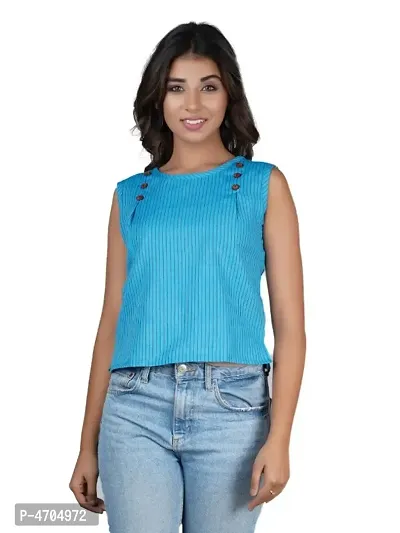 Cotton Tops/Tunics (Crop Top - Striped Pattern - Sleeveless Design)-thumb0