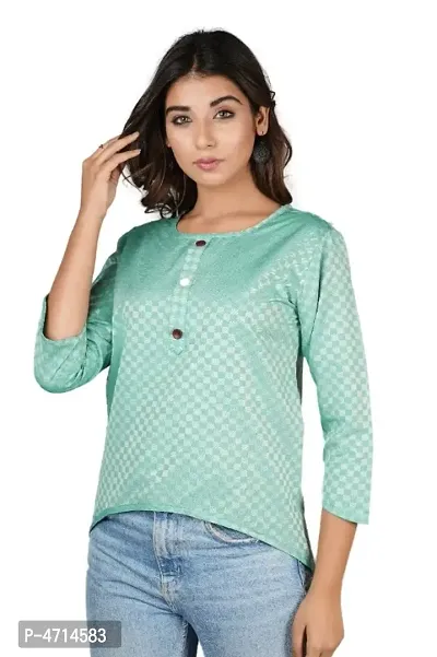 Cotton Tops/Tunics ( Checkered Pattern - 3/4th Sleeves Design - Button Ornamentation)