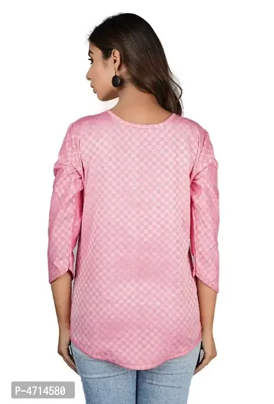 Cotton Tops/Tunics ( Checkered Pattern - 3/4th Sleeves Design - Button Ornamentation)-thumb2