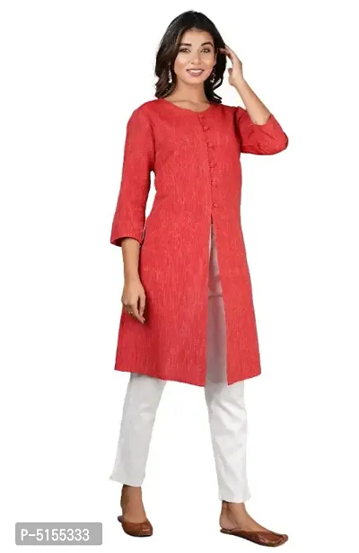 Traditional Elegant Cotton Center Button Kurtis-thumb2