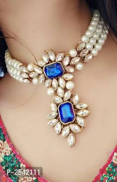 Trendy Designer Kundan Pearl and Floral Necklace Set