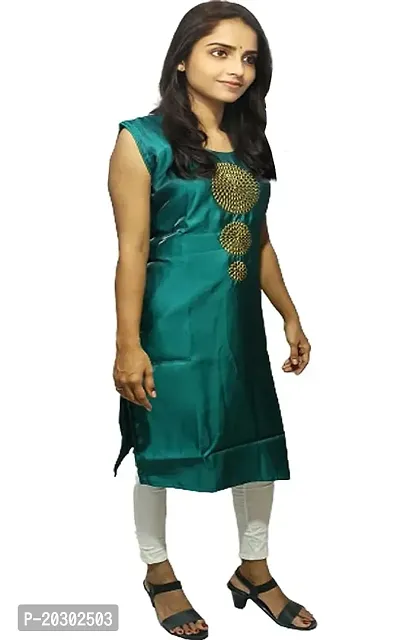 Reliable Green Self Design Cotton Kurta For Women-thumb0