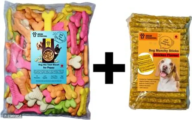 Dog Adult Treat Combo 1Kg Mix Biscuits 500Gm Chicken Chew Sticks Pack Of 2 Chicken Dog Treatnbsp;nbsp;(Pack Of 2