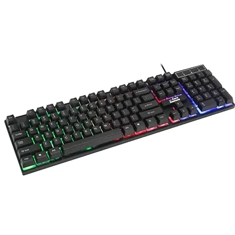 RPM Euro Games Gaming Keyboard Wired 7 Color LED Illuminated Spill Proof Keys Black Medium