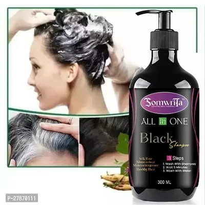 3 in 1 Hair Dye Instant Black Hair Shampoo for Women  Men 100% Coverage Shampoo 300ml