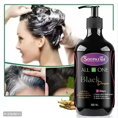 3 in 1 Hair Dye Instant Black Hair Shampoo for Women  Men 100% Coverage Shampoo 300ml-thumb0