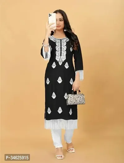 Stylish Black Rayon Kurta Bottom Set For Women-thumb0