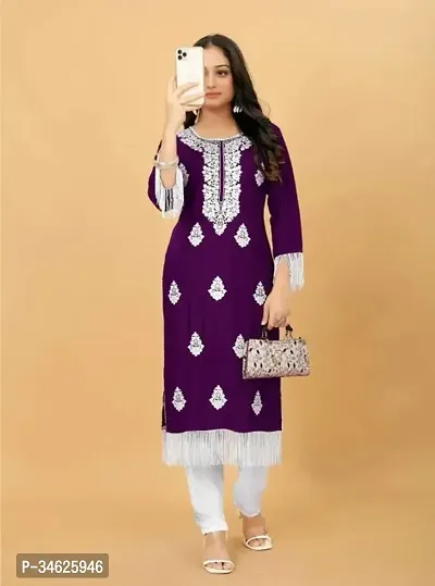 Stylish Purple Rayon Kurta Bottom Set For Women