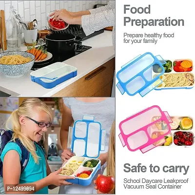 HaRvic Lunch Boxes for Kids Plastic Leak Proof 3 Compartment School Lunch Box Meal or Snack Food Containers with Spoon for Travel Office Tiffin Box for Men Women Adults-thumb4